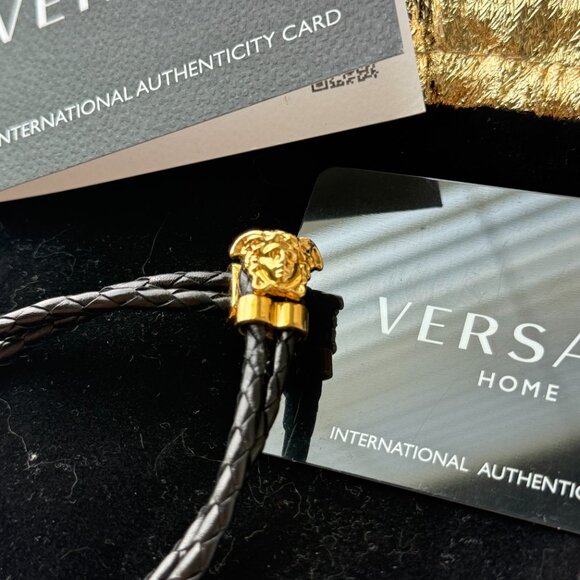 EUC VERSACE Medusa Leather Gold Tone Bracelet with authentication card - Picture 2 of 4